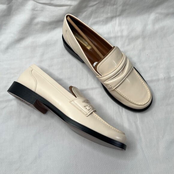 Franco Sarto Womens Lillian Ivory Faux Leather Penny Loafers Size 10 M - Picture 5 of 7